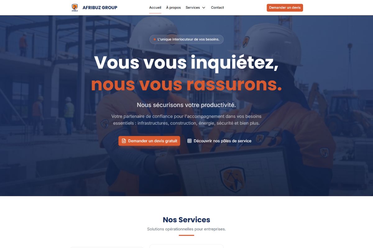 Page d'accueil du site du groupe AFRIBUZ