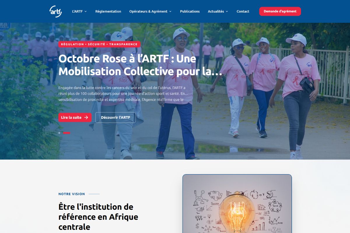 Page d'accueil du portail institutionnel de l'ARTF