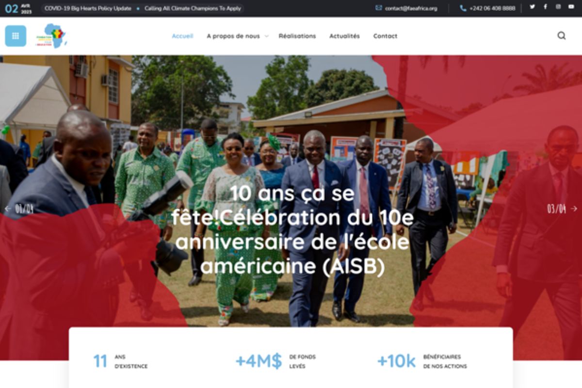 Site web de l'organisation éducative FAE Africa