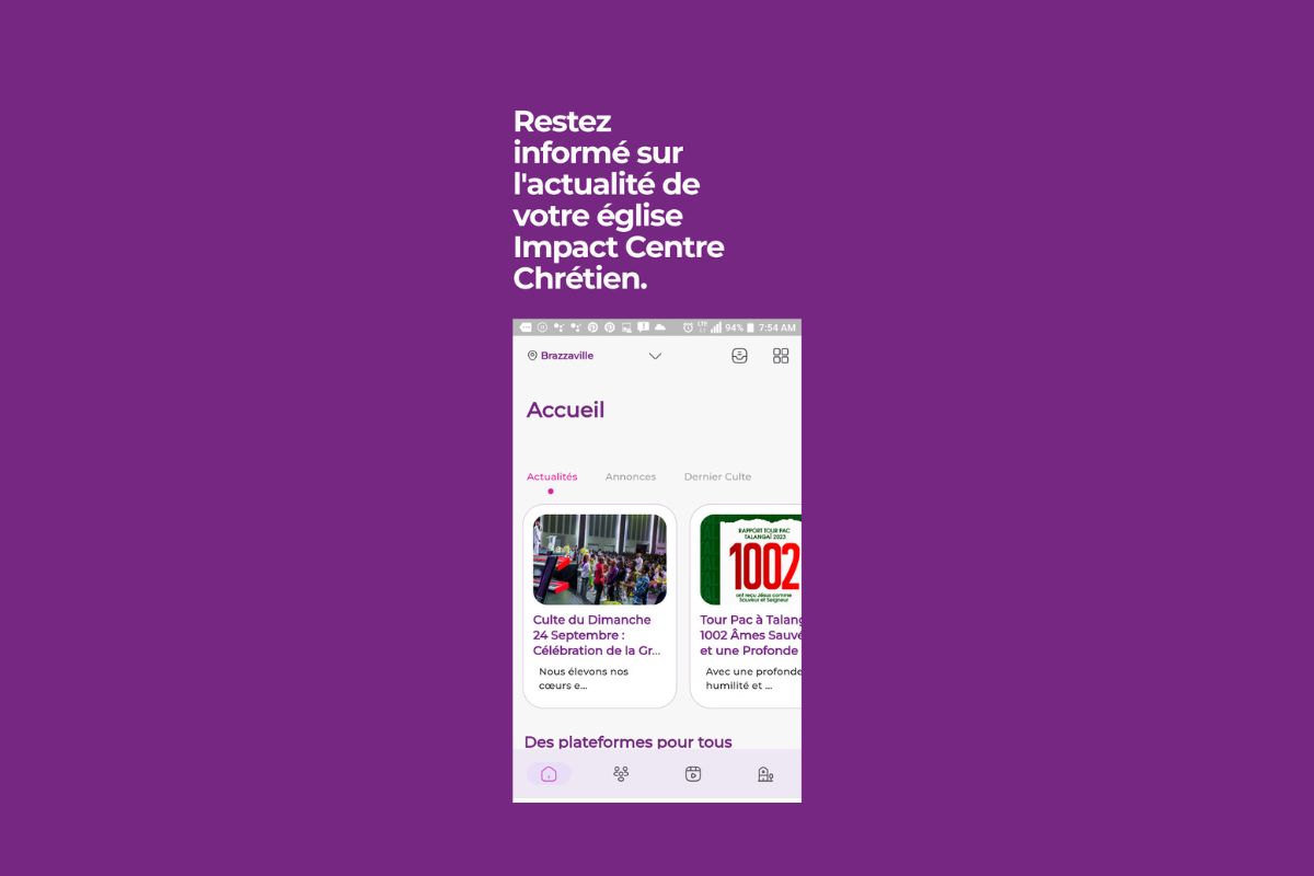 Écran de l'application mobile myICC