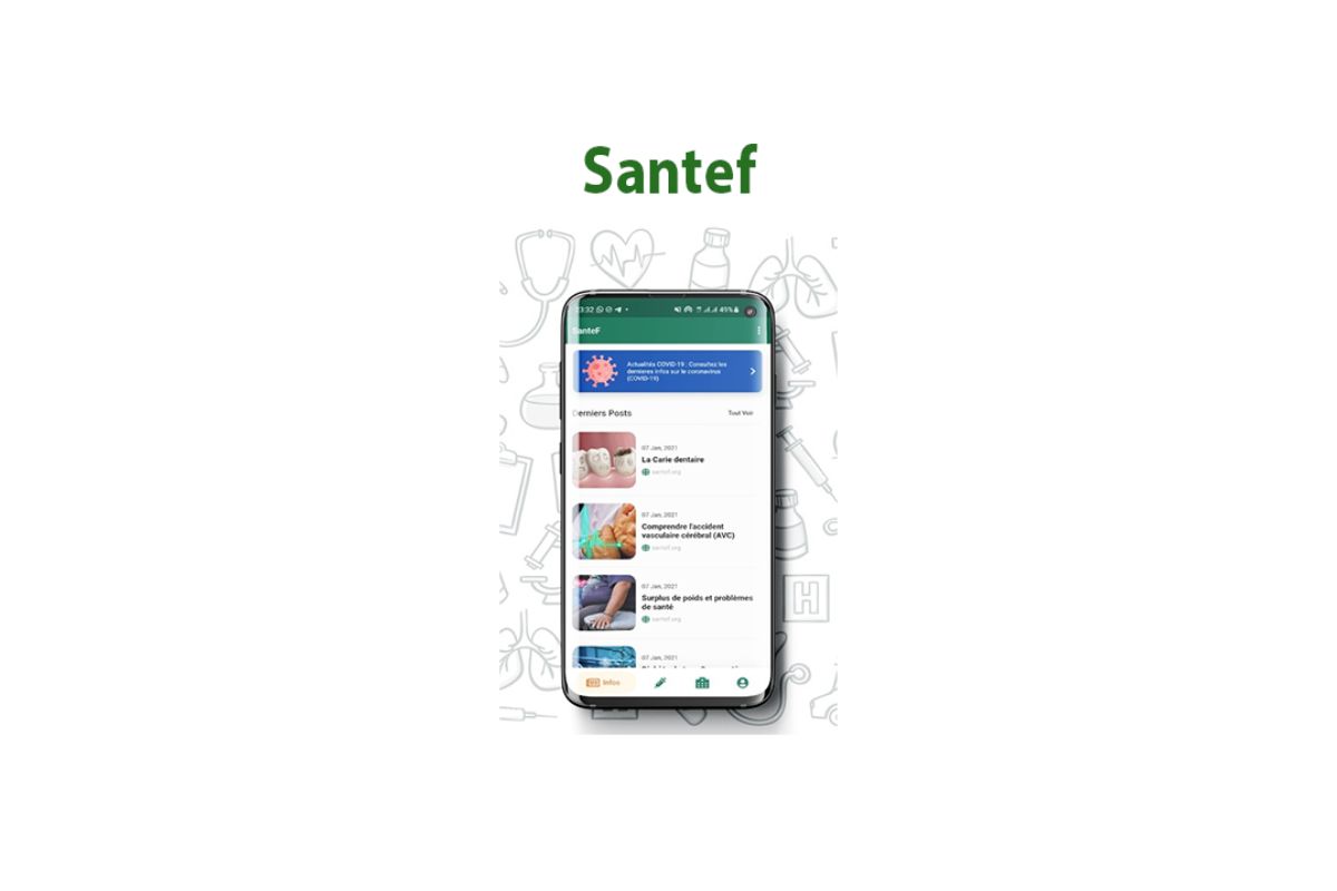 Écran de l'application mobile SantéF